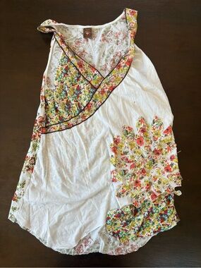 Language White Sundress with Coral & Green Floral Print